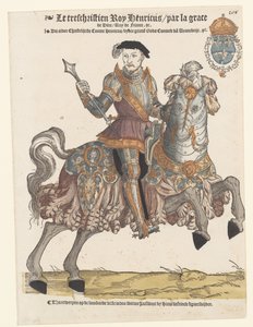 Portrét francouzského Jindřicha II. v brnění na koni, vpravo od Cornelis Anthonisz. (manner of)