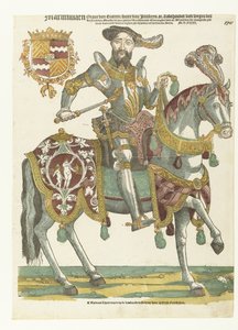 Portrét Maxmiliána van Burena na koni od Cornelis Anthonisz. (manner of)