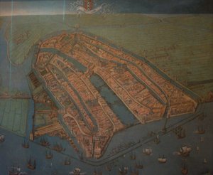 Pohled na Amsterdam z ptačí perspektivy od Cornelis Anthonisz.