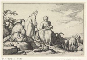 pastevci ovcí Čtyři pastorační scény (název série) od Cornelis Bloemaert (II) (possibly)