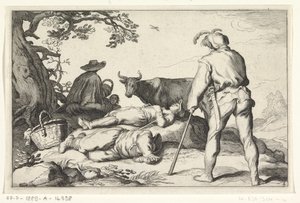 pastevci Čtyři pastorační scény (název série) od Cornelis Bloemaert (II) (possibly)