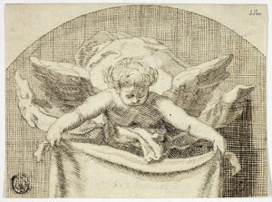 Putto Holding Sudarium od Cornelis Bloemaert