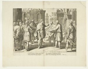 Karel V laat een klooster bouwen, 1555, nr. 8 Scény uit het leven van Karel V (název seriálu) Život císaře Karla V. ve velmi krásných hlubotiskách, vyrytých do návrhů slavného A. Tempeste, dvěma z nejšikovnějších mistrů J. de Gein &