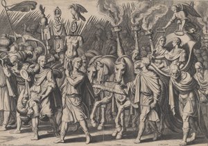 Deska 7: Triumfální procesí po vítězství nad Turky, z triumfů Karla V., 1614. od Cornelis Boel