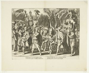 Triomfwagen van Karel V en Ferdinand, na de bevrijding van Wenen van de Turken, ca. 1532, č.p. 7 Scény uit het leven van Karel V (název seriálu) Život císaře Karla V. ve velmi krásných hlubotiskách, vyrytých do návrhů slavného A. Tempesta od Cornelis Boel