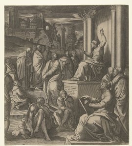 Kristus káže lidem od Cornelis Bos (possibly)