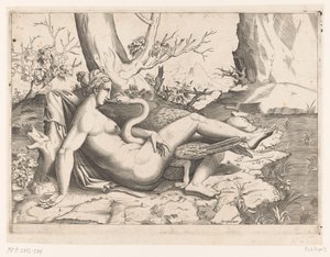 Leda a labuť od Cornelis Bos (possibly)