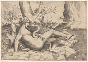 Leda a labuť od Cornelis Bos (possibly)
