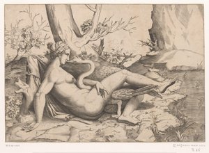 Leda a labuť od Cornelis Bos (possibly)
