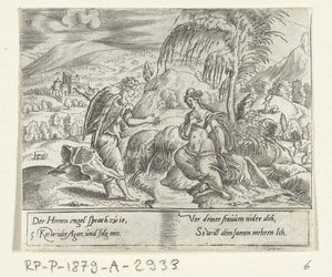 Anděl vezme Hagar zpět The Life of Abraham (název série) od Cornelis Bos