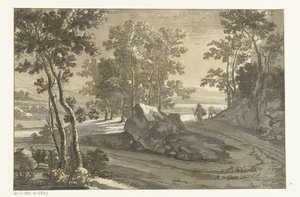 Zalesněná krajina s honákem od Cornelis Brouwer
