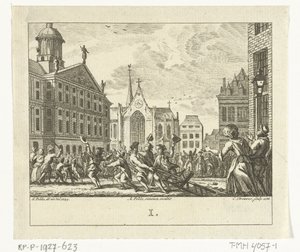 Vzpoura na pohřbu Daniëla Raapa na náměstí Dam v Amsterdamu v roce 1754