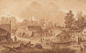 Vesnice s rybníkem, c. 1782.