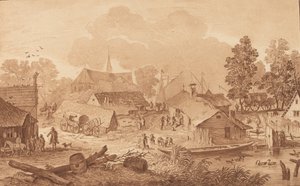 Vesnice s rybníkem, c. 1782.