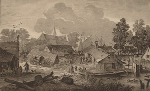 Vesnice s rybníkem, c. 1782.