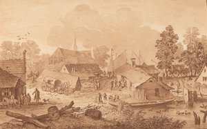 Vesnice s rybníkem, c. 1782.