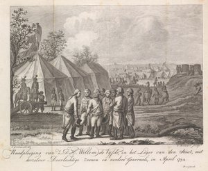 William V se svými syny v vojenském táboře, 1794 Konzultace Z.D.H. William Pátý, v armádě státu, se svými klidnými syny a dalšími generály, v dubnu 1794 (název na předmět)