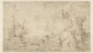 Přímořská krajina s lodí poblíž ostrova od Cornelis Claesz van Wieringen (attributed to)