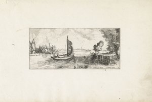 Loď na řece Krajiny (název série) od Cornelis Claesz van Wieringen (possibly)