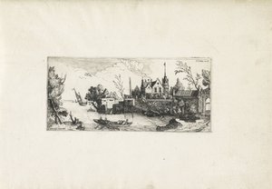 Říční krajina s veslicí Krajiny (název série) od Cornelis Claesz van Wieringen (possibly)