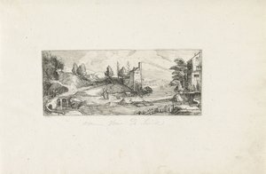 Říční krajina se dvěma ženami na mostě Krajiny (název série) od Cornelis Claesz van Wieringen (possibly)