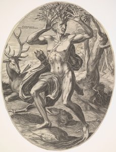 Cyparissus ze souboru Venkovští bohové, 1565. od Cornelis Cort