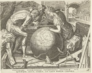 Geometrie (geometrie) Sedm svobodných umění (Artes Liberales) (název série) od Cornelis Cort