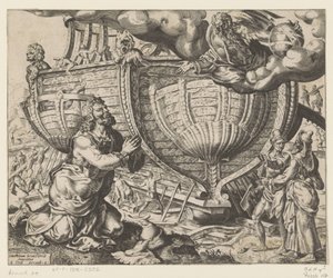 Bůh přikazuje Noemovi, aby postavil archu The History of Noah (název série) od Cornelis Cort