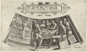 Manželství Jacoba a Leah a narození jejich prvního dítěte The History of Jacob (název série) od Cornelis Cort