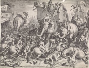 Bitva u Zamy mezi Scipio a Hannibalem od Cornelis Cort