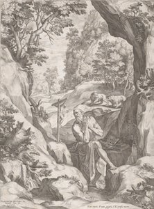St Jerome Penitent in the Wilderness, 1573. od Cornelis Cort