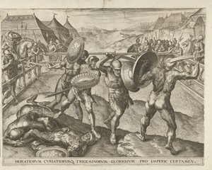 Bitva mezi Horatians a Curatians od Cornelis Cort