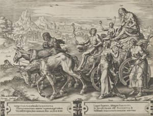 Triumph of Want, z Cyklus proměn lidských záležitostí, deska 6, 1564. od Cornelis Cort