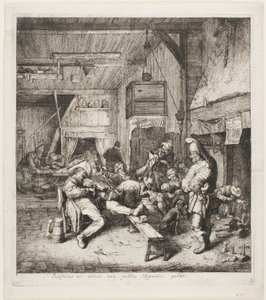 Houslista sedící v hostinci od Cornelis Dusart