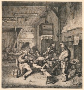 Houslista sedí v hostinci od Cornelis Dusart