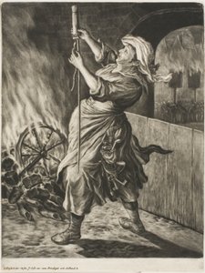 Žena zapalující raketu, nazývanou také Peace Gets Me Going, z Communia Gaudia (Rozšířená radost z obléhání Namuru) od Cornelis Dusart