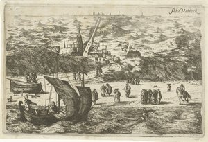Pohled na Scheveningen od moře Schevelinck (název na objektu)