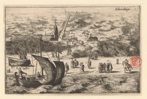 Pohled na Scheveningen od moře Schevelinge (název na objektu)