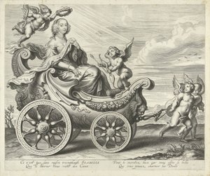 Clara Isabella de Ligne-Arenberg (?) v triumfálním voze od Cornelis Galle (I)