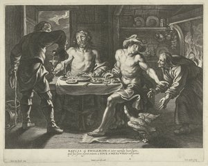 Jupiter a Merkur v domě Filemona a Baucis od Cornelis Galle (I)
