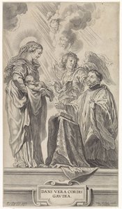 Neznámý světec (Ignác z Loyoly?) klečí před Marií s dítětem od Cornelis Galle (II)