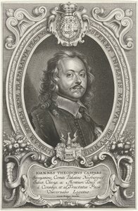 Portrét Johanna Theodora Casparse Nejslavnější vyslanci křesťanského jména pro uklidnění světa, klášter a Osnabruga (...) (název série) od Cornelis Galle (II)