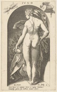 Juno s pávem Ivno (titul na objektu) Starověcí bohové (název série) od Cornelis Jacobsz. Drebbel