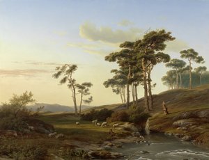 Večerní nálada s pastýřem od Cornelis Lieste (signed by artist)