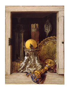 Stříbro v otevřené skříni (olej na plátně) od Cornelis Norbertus Gysbrechts