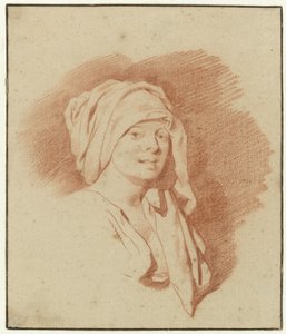 Studie ženy, délka poprsí, pokrývka hlavy, tváří vpravo od Cornelis Pietersz. Bega