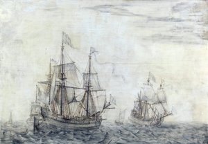 Nizozemská obchodní loď "Saint Jean Baptiste". Olej na dřevě z roku 1668, autor Cornelis Pietersz Mooy (1630-1693). od Cornelis Pietersz. de Mooy