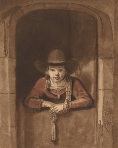 Boy Leaning over a Lower Door, 1763, publikoval 1765. od Cornelis Ploos van Amstel