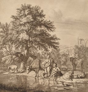 Pastýř a pastýřka se svým stádem, 1763, vydáno 1765. od Cornelis Ploos van Amstel