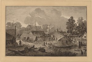 Vesnice s rybníkem od Cornelis Ploos van Amstel